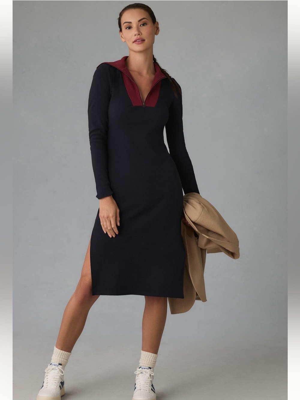 DAILY PRACTICE LONG SLEEVE RIBBED DRESS